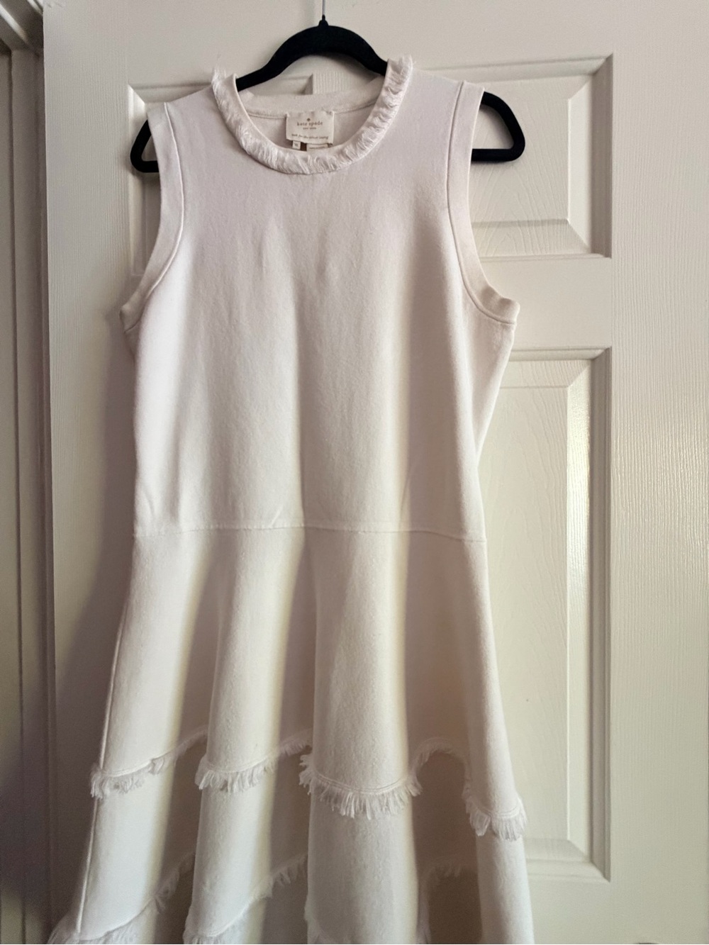 kate spade White Sleeveless Ruffle-Trim Maxi Dress